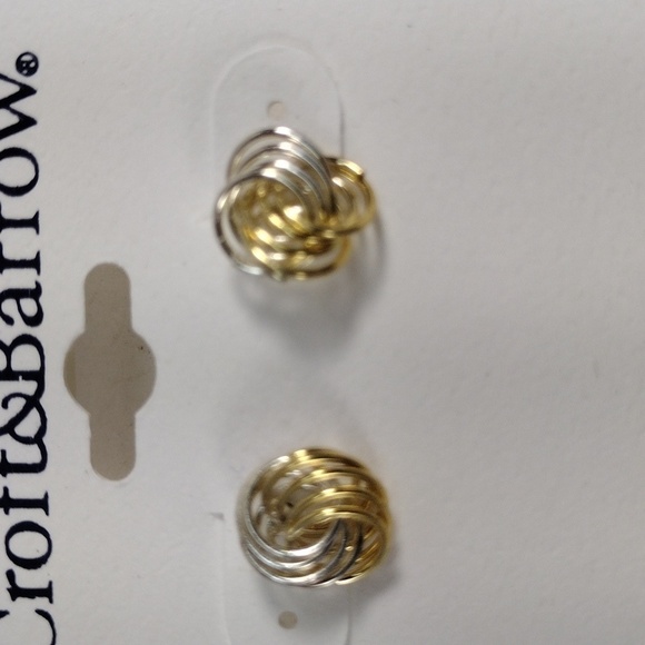 Croft & Barrow Women's Polished Dual tones Wire Designed Stud Earrings - Picture 5 of 7